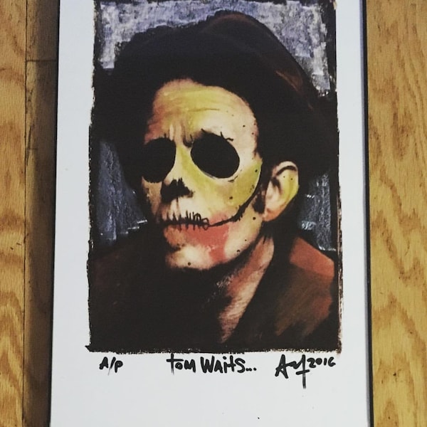 TOM WAITS rare signed numbered Skull Art print by Adam Turkel Rock 70s Pop Art Poster