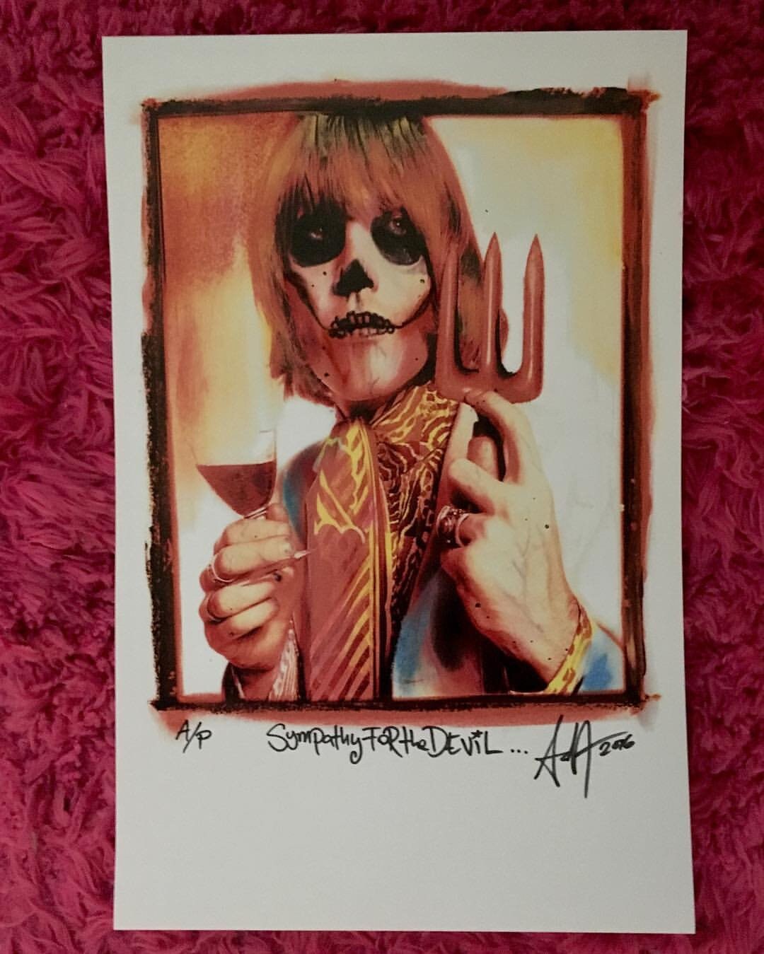 BRIAN JONES Rolling Stones Rare Signed Numbered Skull Art