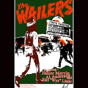 THE WAILERS rare signed gig poster by artist Adam Turkel Florida St. Petersburg Ska REGGAE Bob Marley The Clash Punk Roots