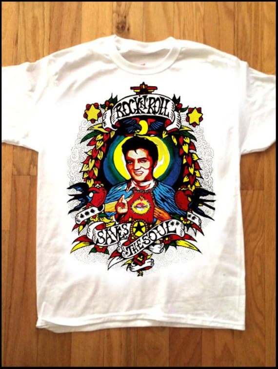 Tattoo Elvis T SHIRT Design Rock N Roll Saves the Soul by Adam