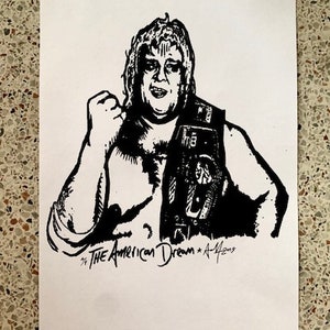DUSTY RHODES rare signed numbered art print by Adam Turkel 2019 Pop Art NWA Pro Wrestling wwf cwf nxt Champion belt wwe
