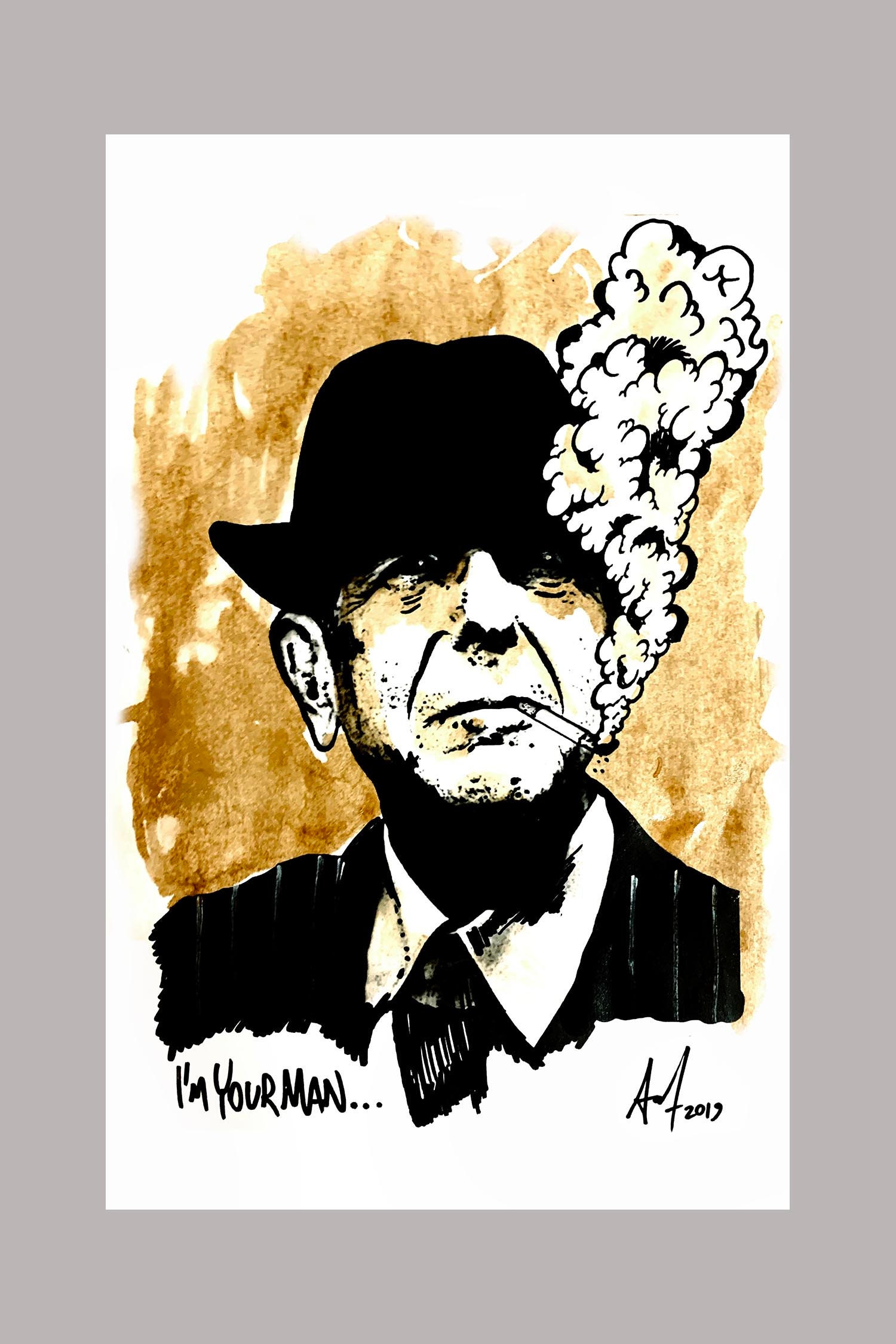 LEONARD COHEN Rare Signed Numbered Art Print by Adam Turkel