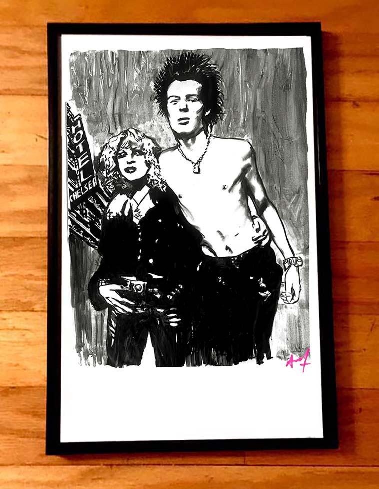 SID VICIOUS & Nancy Spungen Rare Signed Numbered Art Print by Adam
