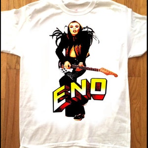 ENO T-SHIRT! Vintage 90s Decal Design from Altamont Records - Glam Rock PUNK Brian Eno Roxy Music Bryan Ferry David Bowie Avant Garde U2