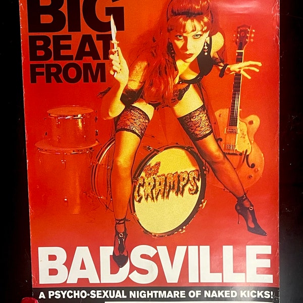 The Cramps Rare 24 x 36” Big Beat Epitaph Tour poster!  Rare Rock memorabilia! New Wave Punk NY CBGB Poison Ivy Gretsch Switchblade Pin Up