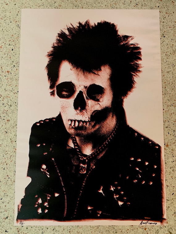 Sex Pistols SID VICIOUS - Rare Signed Numbered Poster Skull Art