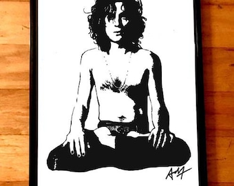 SYD BARRETT Sharpie Portrait Poster Art Print by Adam Turkel Pink Floyd 60s Psychedelic YOGA Classic Rock Ink Drawing