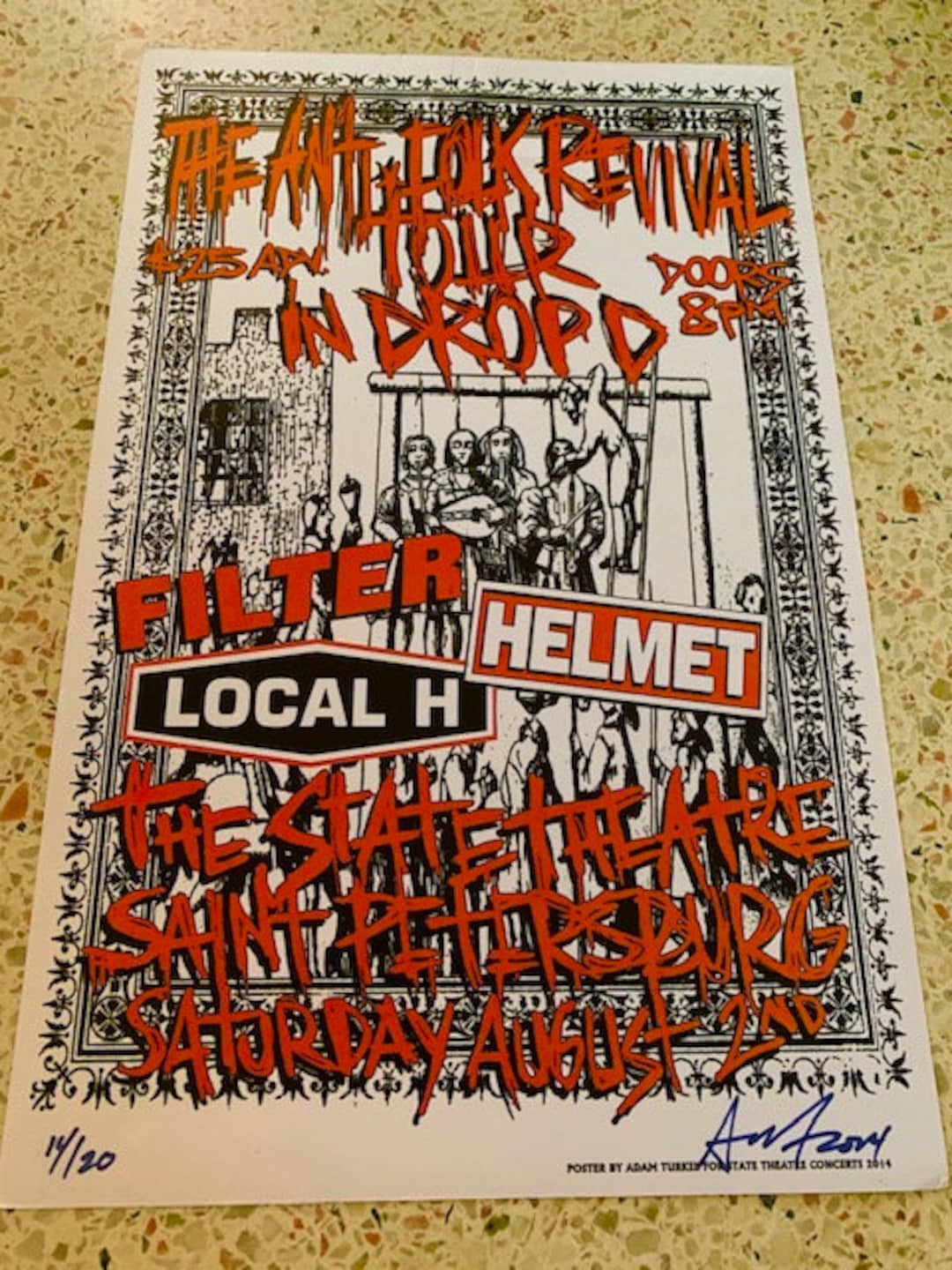 FILTER HELMET LOCAL H Rare Signed Gig Poster by Artist Adam Turkel