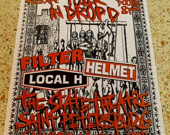 FILTER HELMET LOCAL H Rare Signed Gig Poster by Artist Adam Turkel