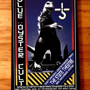 BLUE OYSTER CULT rare signed gig poster by artist Adam Turkel Florida Heavy metal Classic Rock Godzilla Stoner 70s State Theatre