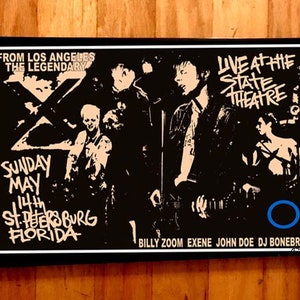 X rare signed gig poster by artist Adam Turkel Florida Indie Rock New Wave Exene John Doe Billy Zoom DJ Bonebrake PUNK