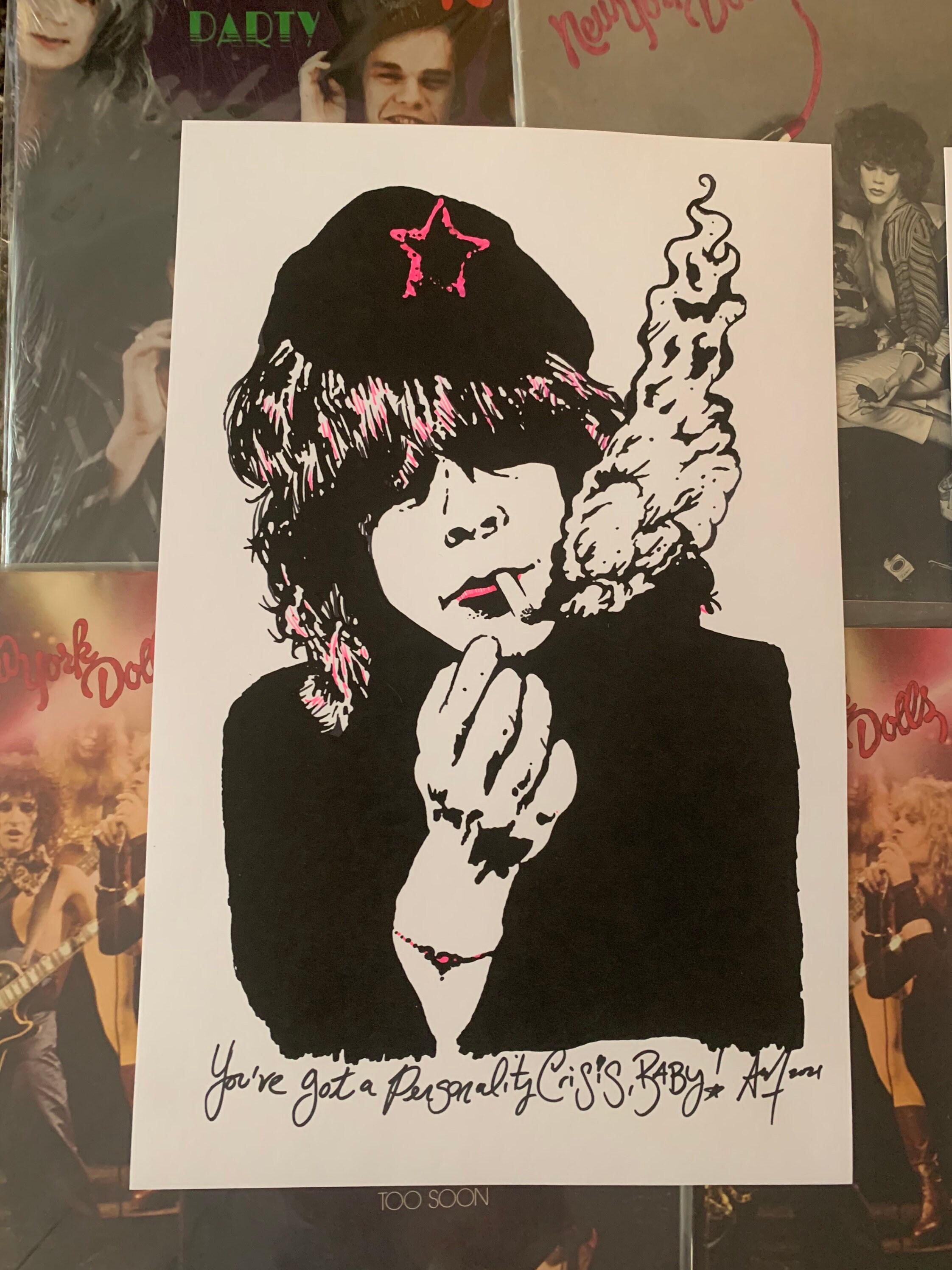 NEW YORK DOLLS - Rare Set of 6 Sharpie Pop Art Prints by NEW YORK DOLLS - Rare Set of 6 Sharpie Pop Art Prints by