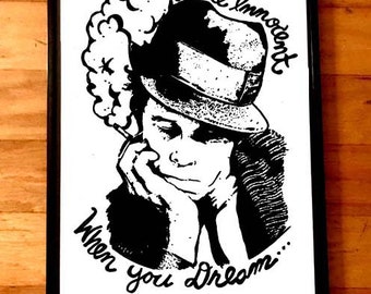 TOM WAITS rare signed numbered Art print by Adam Turkel Sharpie Art You're Innocent When You Dream Bohemian Poet Beatnik Los Angeles