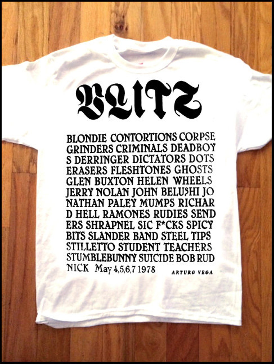 BLITZ Benefit T-shirt New York Punk Rock 70s Dead Boys Ramones New 