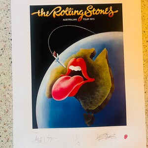 Rolling Stones Rare Signed Numbered 1973 Australian Tour Poster