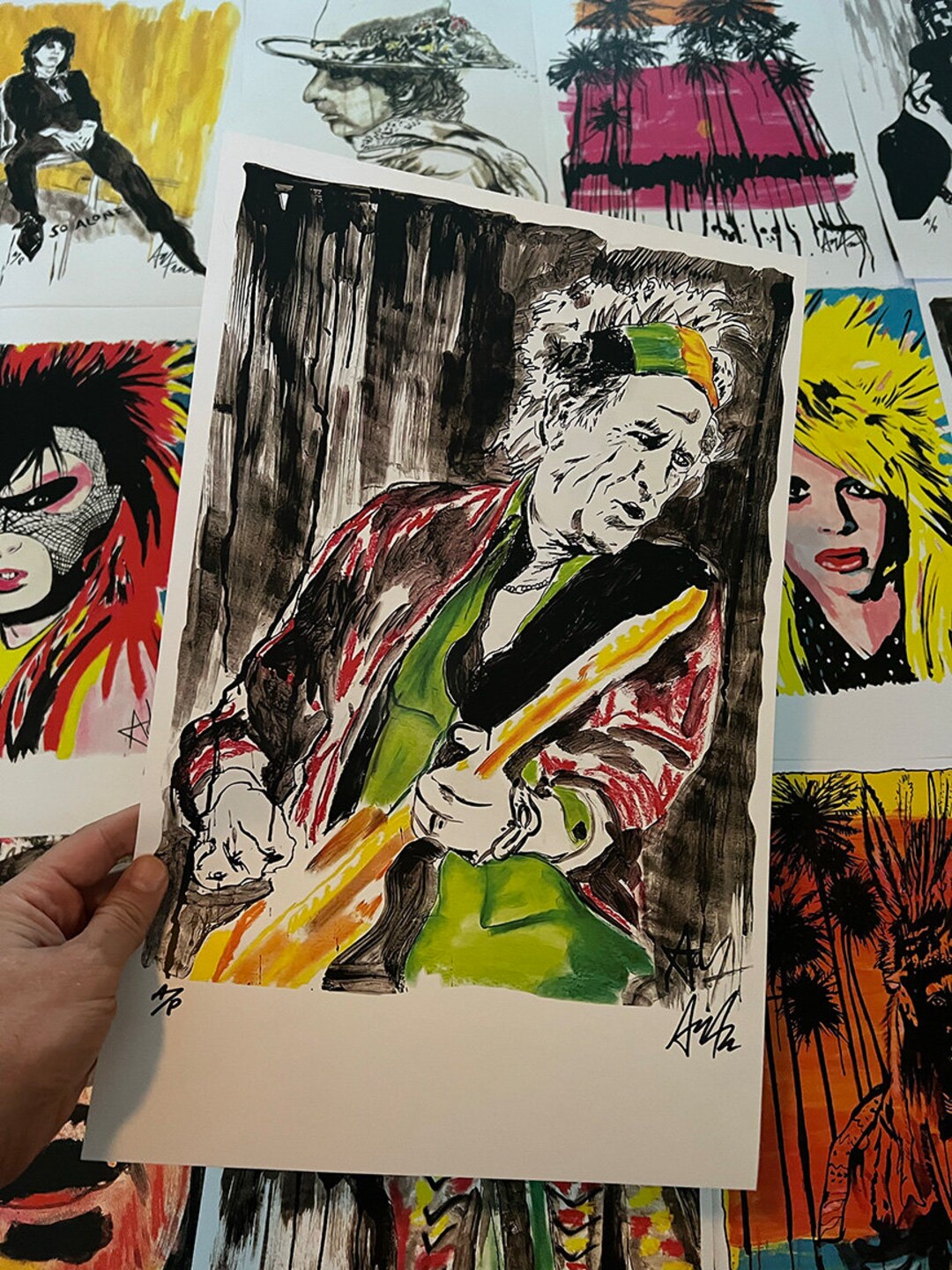 KEITH RICHARDS Rare Signed Art Print Adam Turkel Fine Art Painting ...