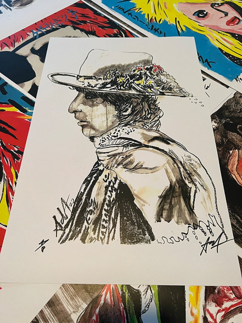 BOB DYLAN Rare Signed Classic Rock Art Print Adam Turkel Fine Art ...