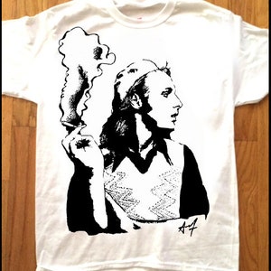 BRIAN ENO - Custom Printed T-SHIRT by Pop Artist Adam T! Roxy Music U2 Sharpie Art 70s Devo Television Glam Rock Fripp