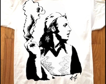 BRIAN ENO - Custom Printed T-SHIRT by Pop Artist Adam T! Roxy Music U2 Sharpie Art 70s Devo Television Glam Rock Fripp