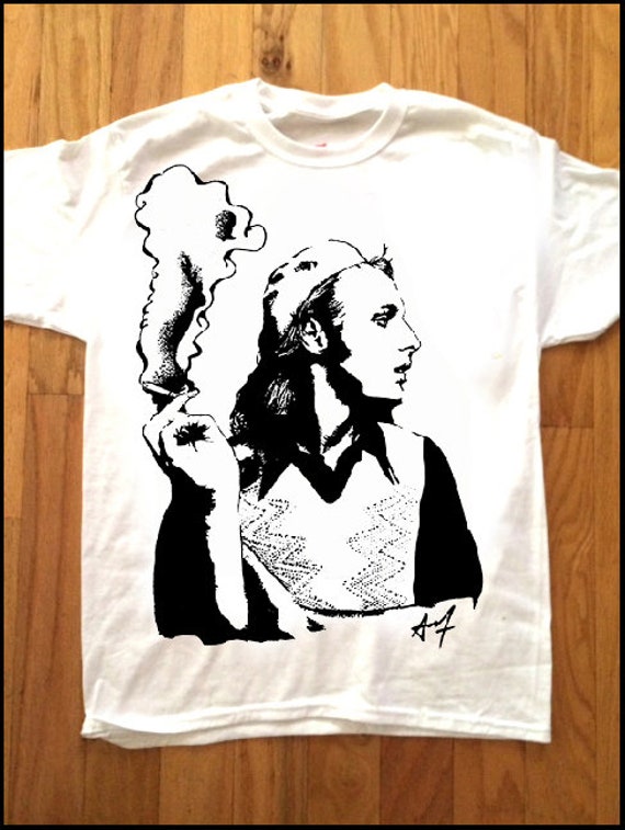 BRIAN ENO - Custom Printed T-SHIRT by Pop Artist Adam T! Roxy Music U2 Sharpie Art 70s Devo Television Glam Rock Fripp BRIAN ENO - Custom Printed T-SHIRT by Pop Artist Adam T! Roxy Music U2 Sharpie Art 70s Devo Television Glam Rock Fripp