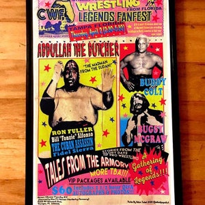 ABDULLAH THE BUTCHER Championship Pro Wrestling Aus Florida selten signiert und nummeriert Plakat von Adam Turkel nwa wwe wwf wccw Gordon Solie