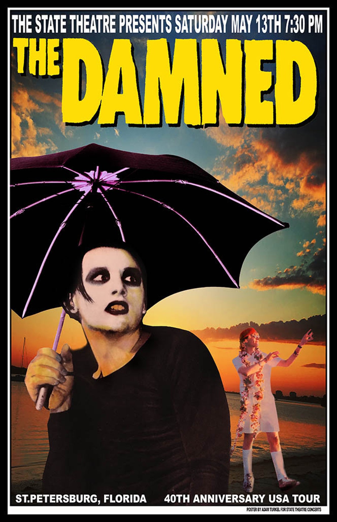 THE DAMNED Rare Signed Gig Poster by Artist Adam Turkel - Florida Punk ...