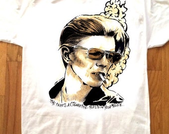DAVID BOWIE T-Shirt by Pop Artist Adam Turkel Limited Edition! Glam Rock n' Roll Suicide PUNK cigarette