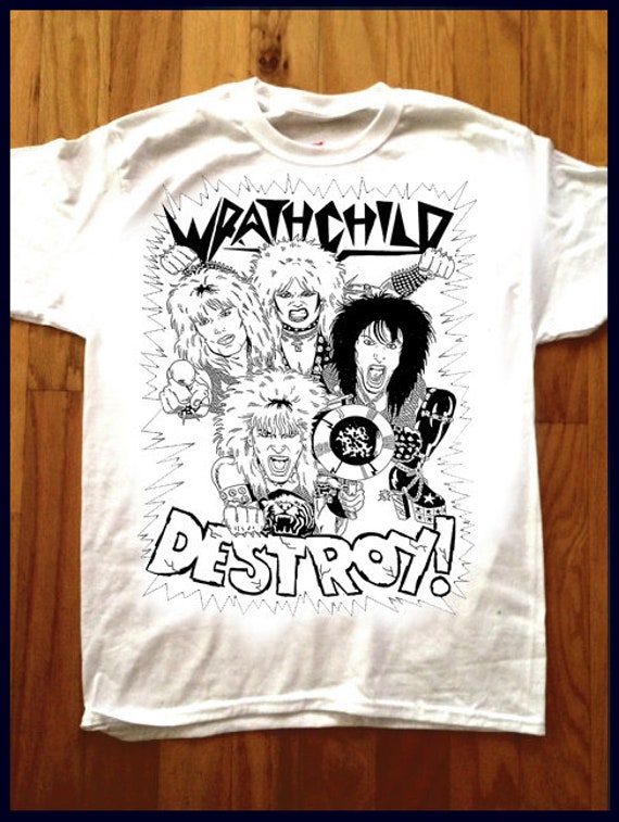 WRATHCHILD UK Custom T SHIRT Glam Rock 80s Heavy Metal Punk Tigertailz Glitter Shock Rock