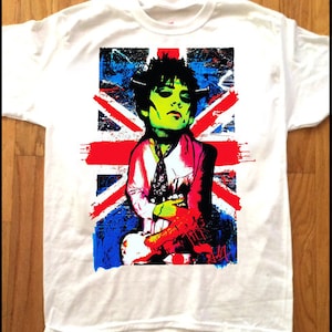 Richey James Edwards - Camiseta impressa personalizada do artista pop Adam T! Manic Street Preachers Glam Rock Punk Brit Pop Reino Unido Indie Rock RARO!