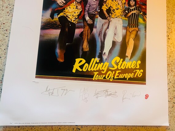 Rolling Stones Rare Signed Numbered 1976 Europe Tour Poster Art