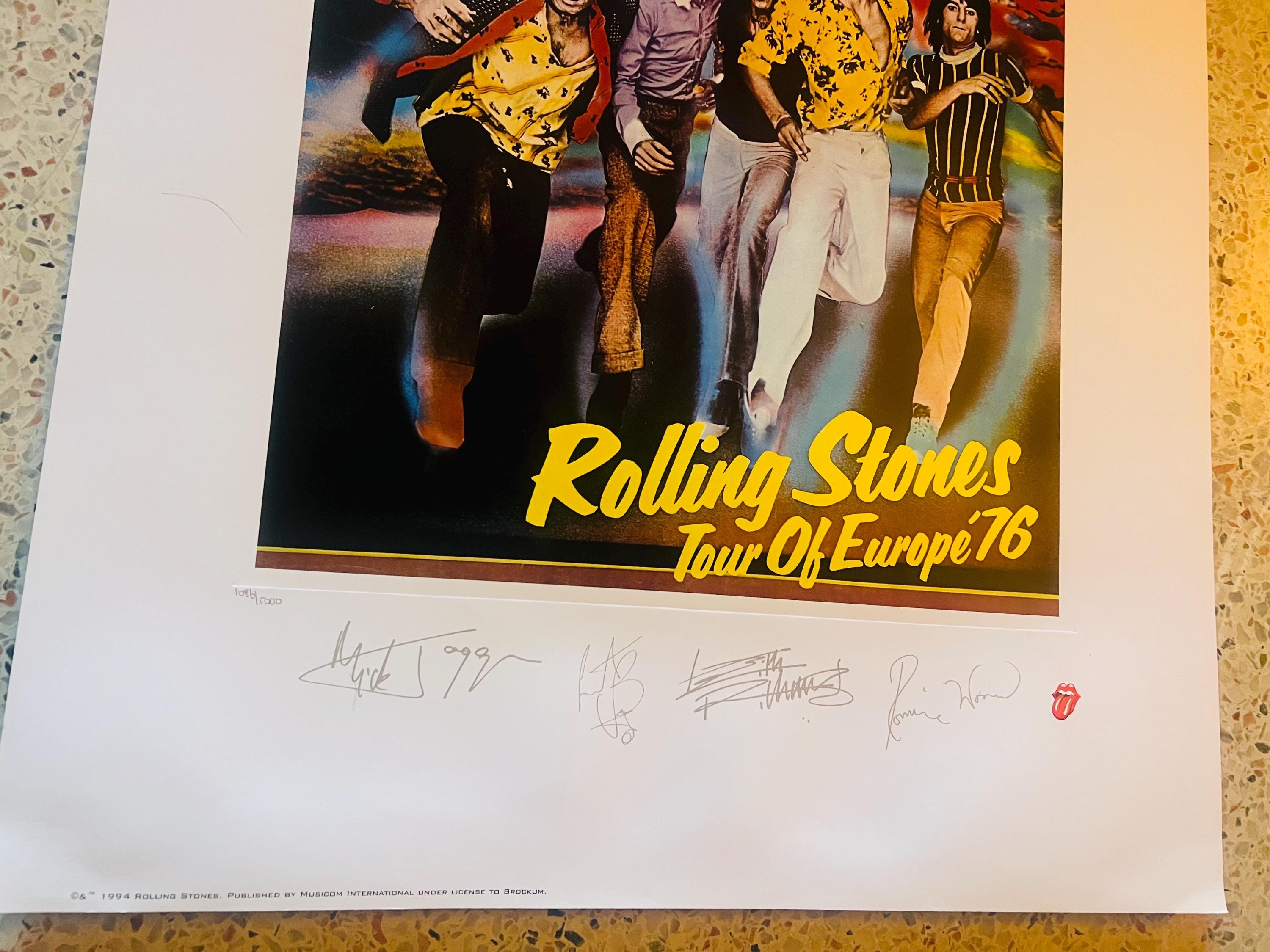 Rolling Stones Rare Signed Numbered 1976 Europe Tour Poster Art
