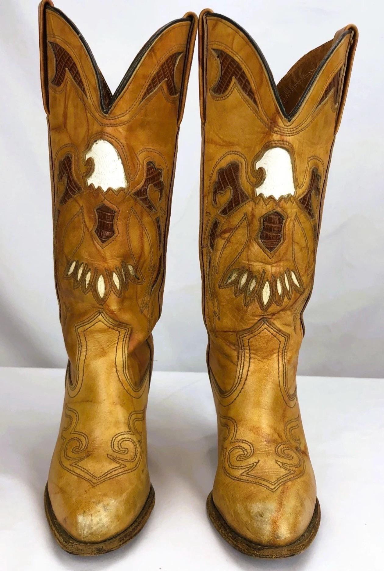 靴 vintage western boots eagle Vintage Eagle Cowboy Boots - Etsy