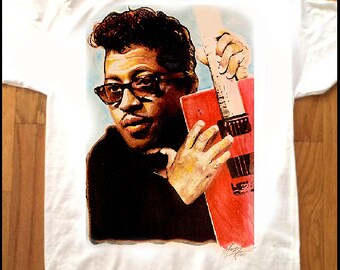 BO DIDDLEY -  Custom Printed T-SHIRT by Pop Artist Adam T! Watercolor Painting Soul R&B Blues Gospel Rock N' Roll New York Dolls - Pop Art