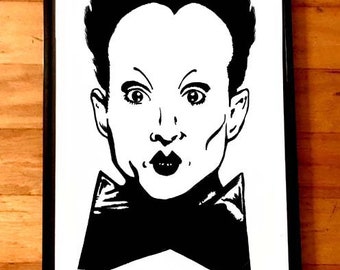 KLAUS NOMI - Rare Sharpie Art print by Adam Turkel poster New Wave Post Punk Avant Garde New York David Bowie glam