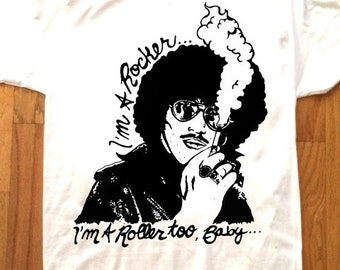 PHIL LYNOTT T-Shirt by Pop Artist Adam Turkel Thin Lizzy I'm A Rocker Limited Edition Sharpie Portrait Classic Rock 70s!