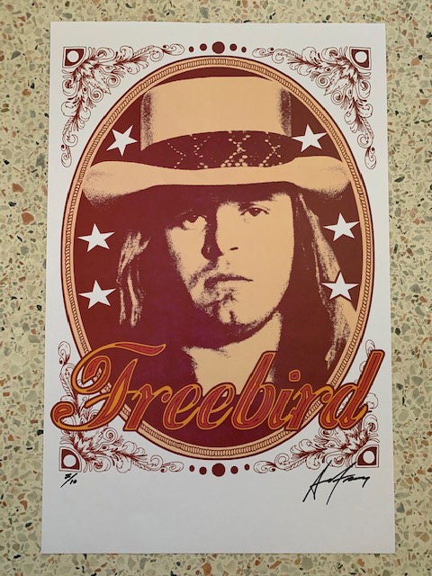 LYNYRD SKYNYRD Ronnie Van Zandt Rare Signed Numbered Art Print by