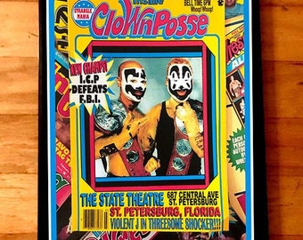 INSANE CLOWN POSSE rare signed gig poster by artist Adam Turkel - Florida Hip Hop Juggalo Pro Wrestling icp