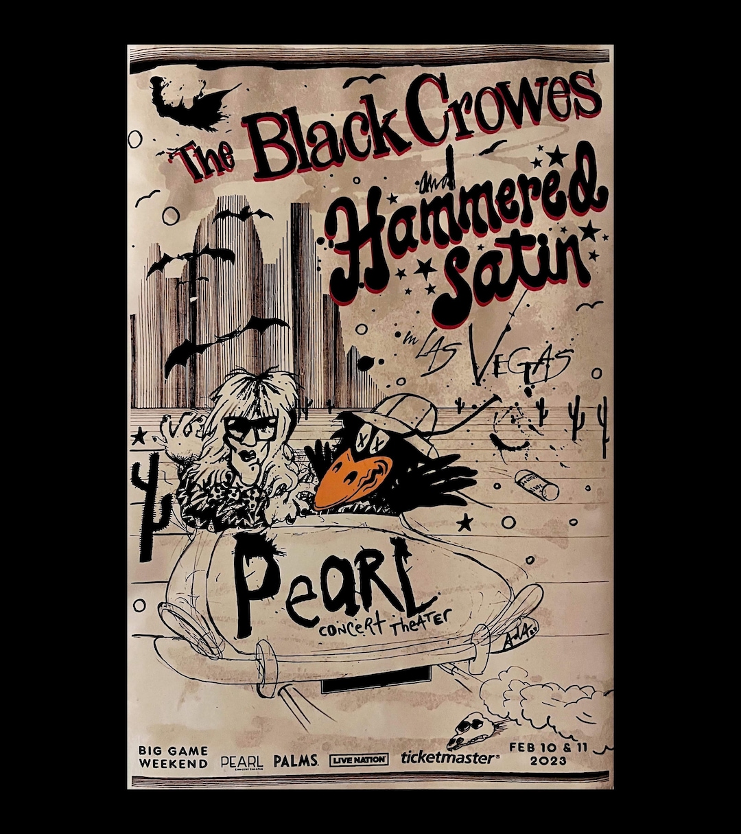 The Black Crowes & Hammered Satin Rare Signed and Numbered Gig
