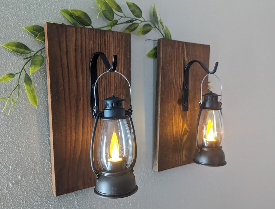 Set of 2 Candle Lantern Wall Scones Etsy
