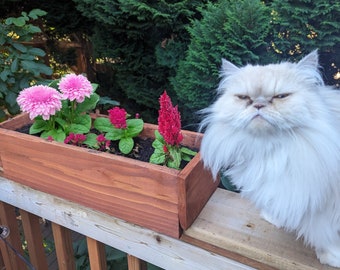 Deck Railing Planter with No Effort Mounting, Cedar Handmade Planter