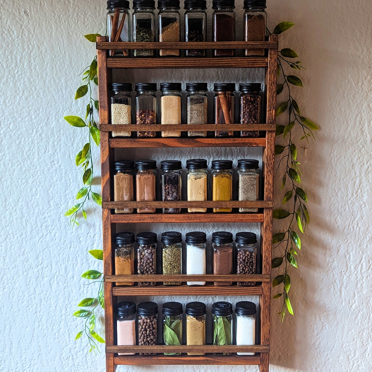 Please get the dark wood one!!! Large 5-tier Spice Rack for Kitchen, Wall Mounted - Etsy