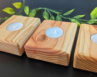 Boho Elegance: Tealight Candle Holder - Minimalist Wooden Candlestick for Home Decor, Engagement, and Christmas Gift