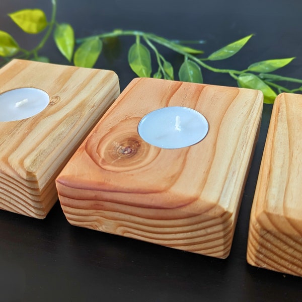 Boho Elegance: Tealight Candle Holder - Minimalist Wooden Candlestick for Home Decor, Engagement, and Christmas Gift