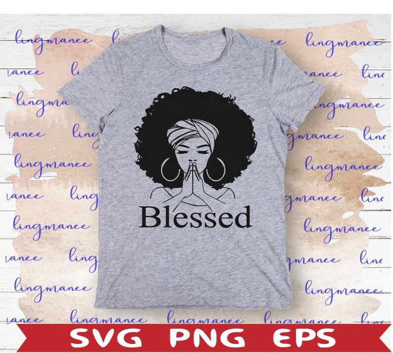 Black Woman Praying SVG PNG Clipart image 4