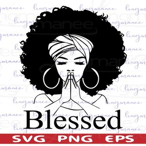 Black Woman Praying SVG PNG Clipart image 2