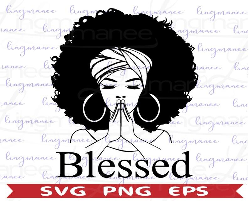 Black Woman Praying SVG PNG Clipart image 2