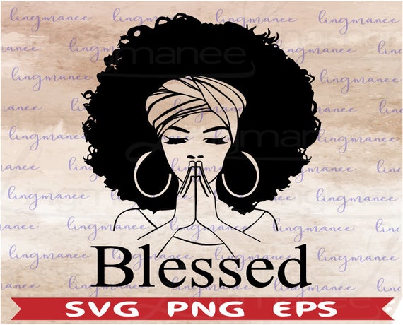 Black Woman Praying SVG PNG Clipart