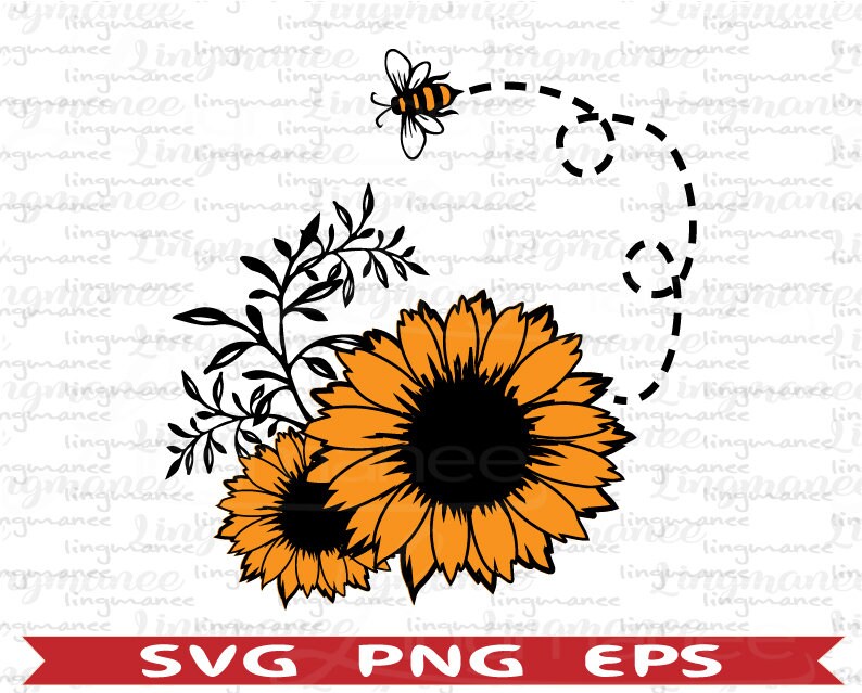 Sunflower and Bee Svg . Sunflower Svg . Digital File for Etsy