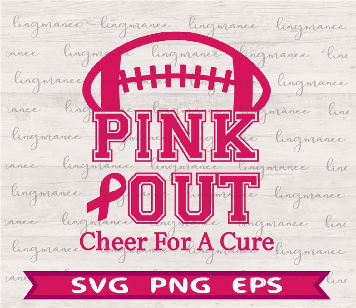 Pink Out Football Svg. Cheer for A Cure. Football Ribbon Etsy
