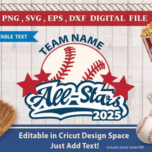 All Stars Baseball Svg, All Stars 2025 Svg, honkbal Svg. Honkbalteam. Vector, Cricut gesneden bestand Clipart Png Eps Svg Dxf
